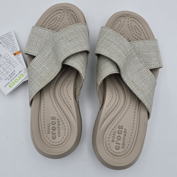 NWT Crocs Capri Shimmer XBand Slide Sandals,  Women's Size 4 - Picture 10 of 16